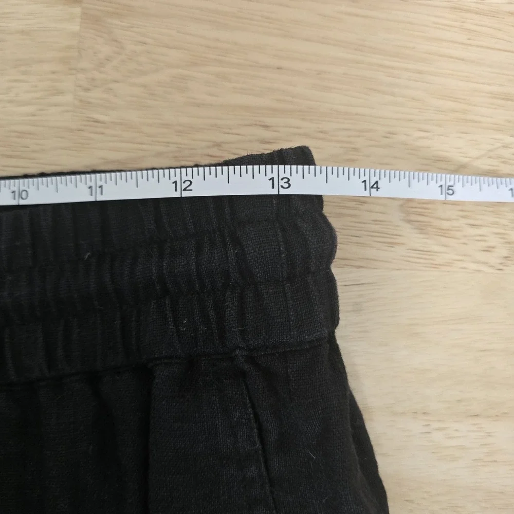 Xirena Black 100% Linen Wide Leg Drawstring Pants‎ Size Medium Relaxed Casual